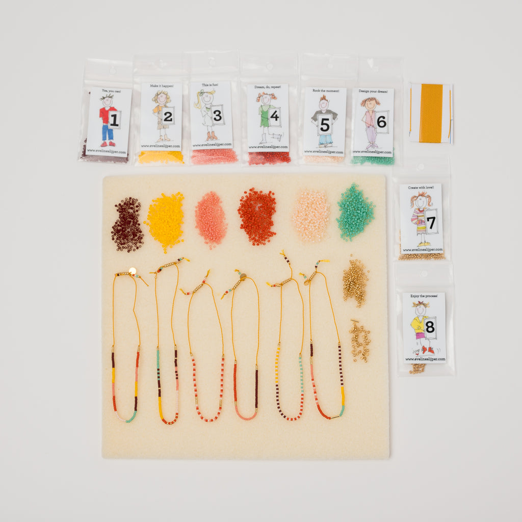 Kleurenset: Oker - 8 kralenkleurtjes (6 wensbandjes)