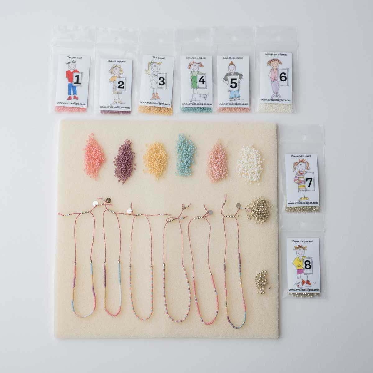 Startpakket Single - 8 kralenkleurtjes (6 wensbandjes)